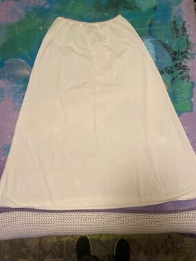 Women's White A-Line Slip Skirt with Elastic Waistband
